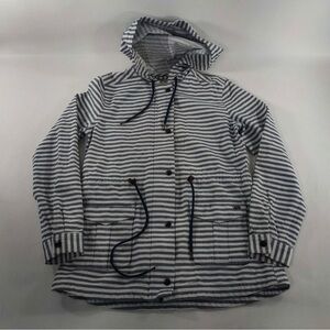 Levi's Striped Gray and White Hooded Jacket